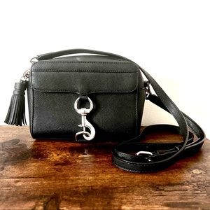 Rebecca Minkoff crossbody black bag with silver hardware
